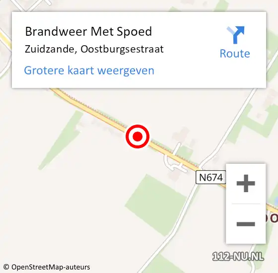 Locatie op kaart van de 112 melding: Brandweer Met Spoed Naar Zuidzande, Oostburgsestraat op 6 februari 2020 15:27