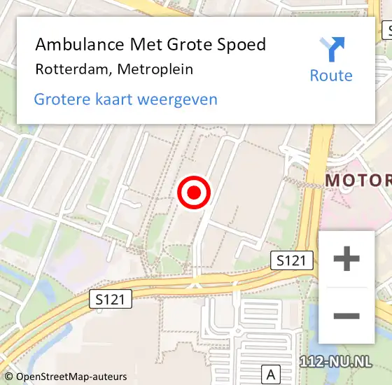 Locatie op kaart van de 112 melding: Ambulance Met Grote Spoed Naar Rotterdam, Metroplein op 6 februari 2020 16:23