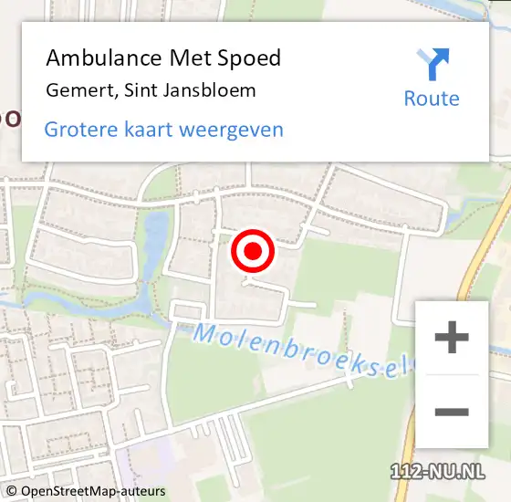 Locatie op kaart van de 112 melding: Ambulance Met Spoed Naar Gemert, Sint Jansbloem op 6 februari 2020 16:57