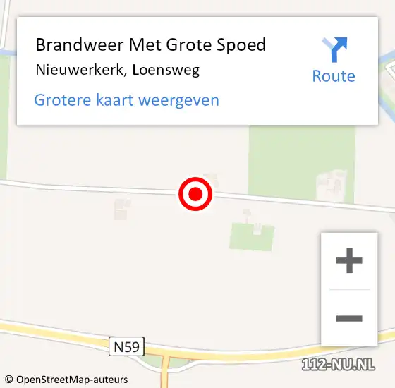 Locatie op kaart van de 112 melding: Brandweer Met Grote Spoed Naar Nieuwerkerk, Loensweg op 6 februari 2020 17:54