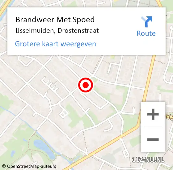 Locatie op kaart van de 112 melding: Brandweer Met Spoed Naar IJsselmuiden, Drostenstraat op 6 februari 2020 18:45