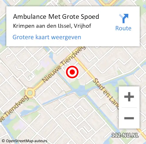 Locatie op kaart van de 112 melding: Ambulance Met Grote Spoed Naar Krimpen aan den IJssel, Vrijhof op 6 februari 2020 18:50