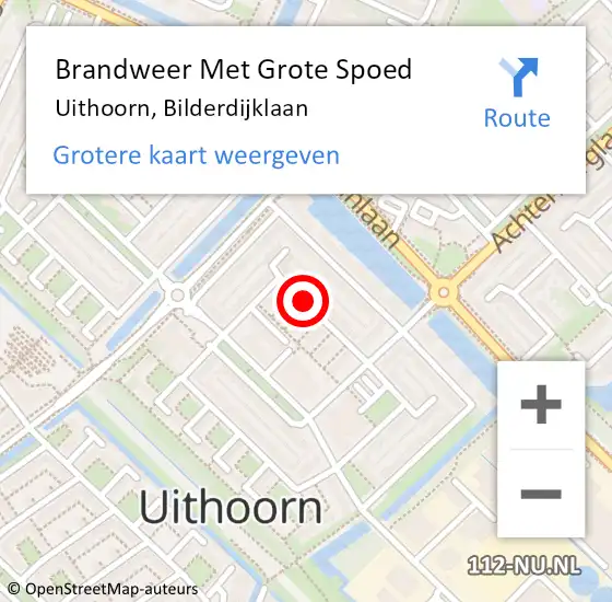 Locatie op kaart van de 112 melding: Brandweer Met Grote Spoed Naar Uithoorn, Bilderdijklaan op 6 februari 2020 19:05