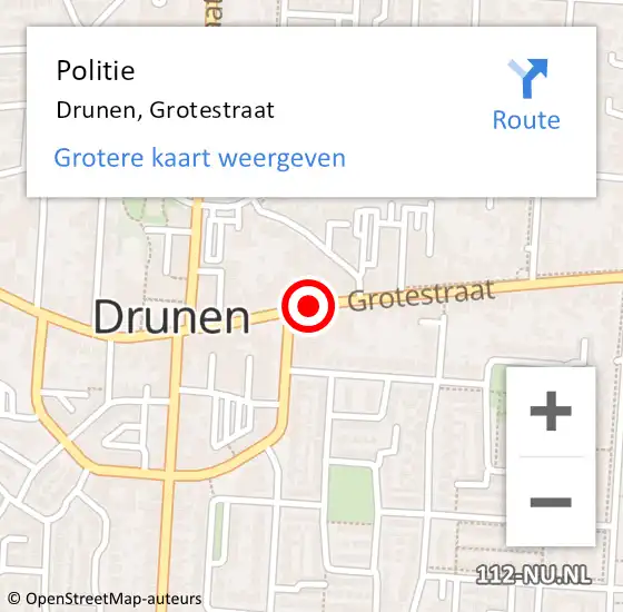 Locatie op kaart van de 112 melding: Politie Drunen, Grotestraat op 6 februari 2020 19:35