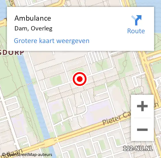 Locatie op kaart van de 112 melding: Ambulance Dam, Overleg op 27 april 2014 16:49