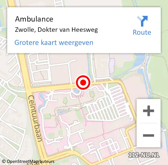 Locatie op kaart van de 112 melding: Ambulance Zwolle, Dokter van Heesweg op 6 februari 2020 20:31