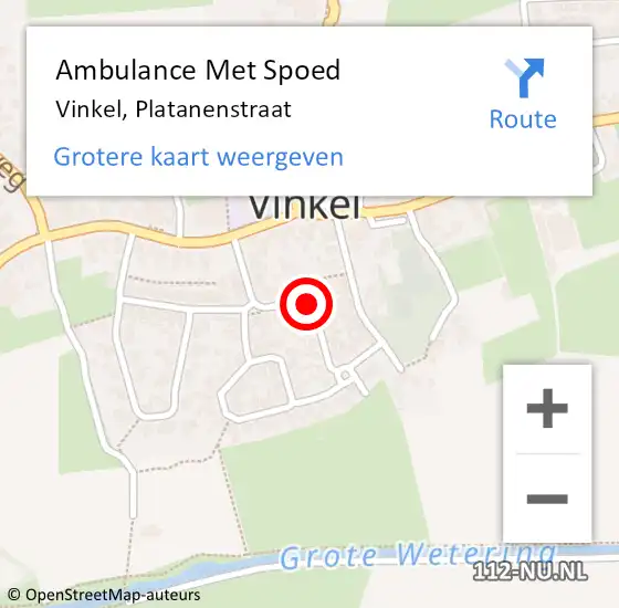 Locatie op kaart van de 112 melding: Ambulance Met Spoed Naar Vinkel, Platanenstraat op 7 februari 2020 02:04