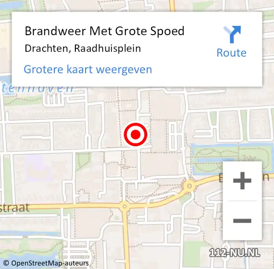 Locatie op kaart van de 112 melding: Brandweer Met Grote Spoed Naar Drachten, Raadhuisplein op 7 februari 2020 04:06