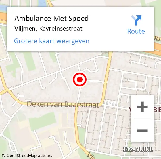 Locatie op kaart van de 112 melding: Ambulance Met Spoed Naar Vlijmen, Kavreinsestraat op 7 februari 2020 08:13