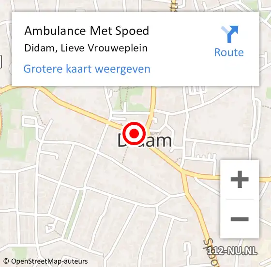 Locatie op kaart van de 112 melding: Ambulance Met Spoed Naar Didam, Lieve Vrouweplein op 7 februari 2020 10:37