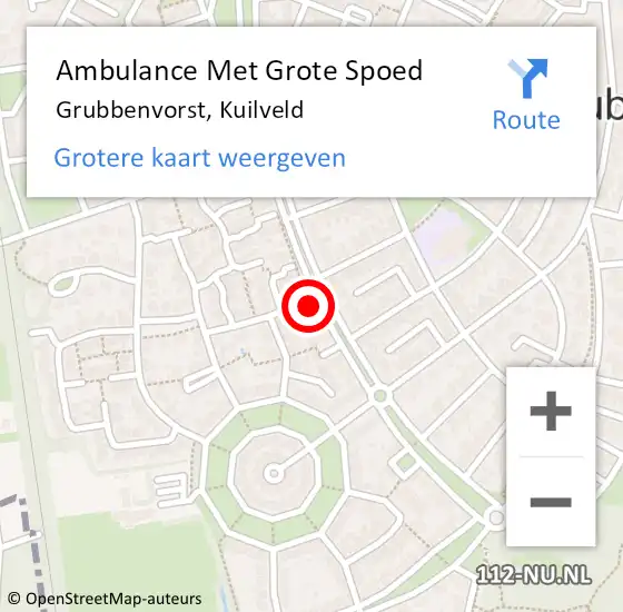 Locatie op kaart van de 112 melding: Ambulance Met Grote Spoed Naar Grubbenvorst, Kuilveld op 27 april 2014 17:54