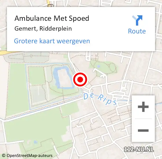 Locatie op kaart van de 112 melding: Ambulance Met Spoed Naar Gemert, Ridderplein op 7 februari 2020 11:17