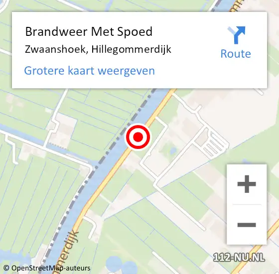 Locatie op kaart van de 112 melding: Brandweer Met Spoed Naar Zwaanshoek, Hillegommerdijk op 7 februari 2020 12:03