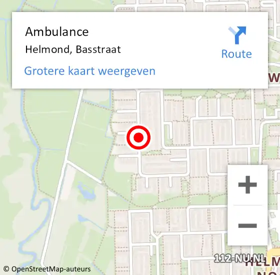 Locatie op kaart van de 112 melding: Ambulance Helmond, Basstraat op 7 februari 2020 12:04