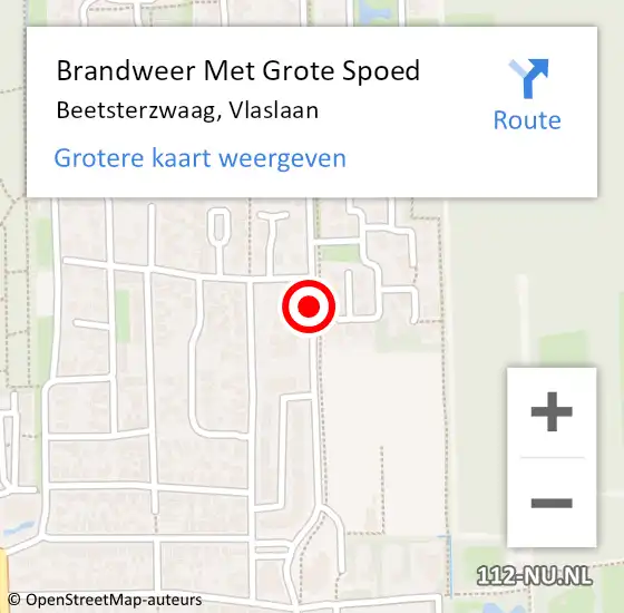 Locatie op kaart van de 112 melding: Brandweer Met Grote Spoed Naar Beetsterzwaag, Vlaslaan op 7 februari 2020 12:34