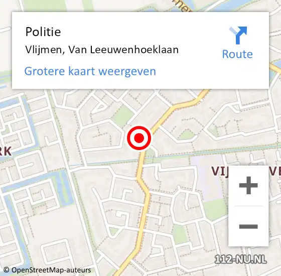 Locatie op kaart van de 112 melding: Politie Vlijmen, Van Leeuwenhoeklaan op 27 april 2014 18:18