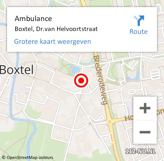 Locatie op kaart van de 112 melding: Ambulance Boxtel, Dr.van Helvoortstraat op 7 februari 2020 13:44