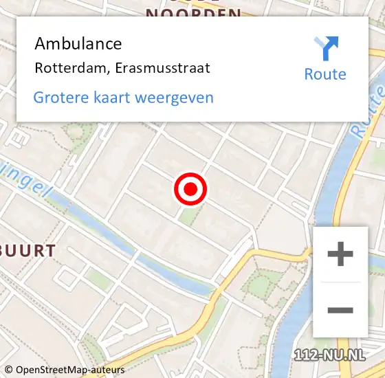 Locatie op kaart van de 112 melding: Ambulance Rotterdam, Erasmusstraat op 7 februari 2020 13:52
