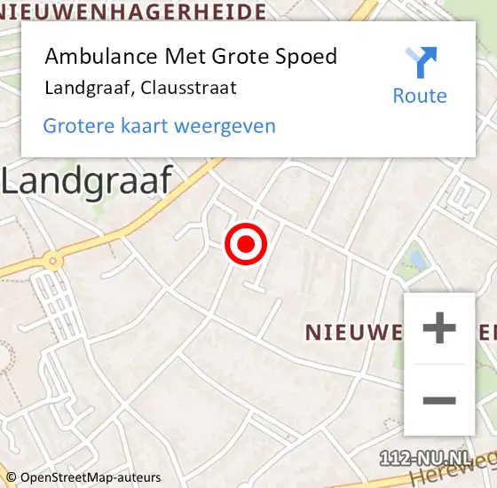 Locatie op kaart van de 112 melding: Ambulance Met Grote Spoed Naar Landgraaf, Clausstraat op 27 april 2014 18:21