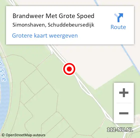 Locatie op kaart van de 112 melding: Brandweer Met Grote Spoed Naar Simonshaven, Schuddebeursedijk op 7 februari 2020 14:59