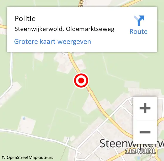 Locatie op kaart van de 112 melding: Politie Steenwijkerwold, Oldemarktseweg op 7 februari 2020 15:12