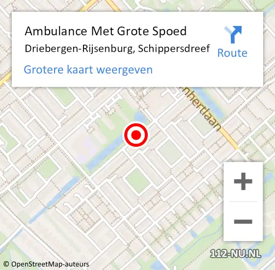 Locatie op kaart van de 112 melding: Ambulance Met Grote Spoed Naar Driebergen-Rijsenburg, Schippersdreef op 7 februari 2020 15:44