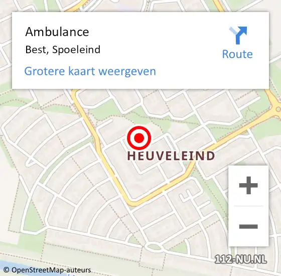 Locatie op kaart van de 112 melding: Ambulance Best, Spoeleind op 7 februari 2020 16:14