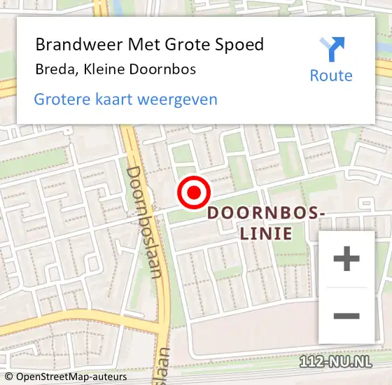 Locatie op kaart van de 112 melding: Brandweer Met Grote Spoed Naar Breda, Kleine Doornbos op 7 februari 2020 16:56