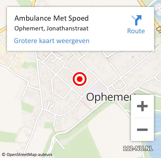 Locatie op kaart van de 112 melding: Ambulance Met Spoed Naar Ophemert, Jonathanstraat op 7 februari 2020 17:35