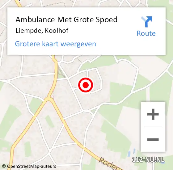 Locatie op kaart van de 112 melding: Ambulance Met Grote Spoed Naar Liempde, Koolhof op 7 februari 2020 18:03