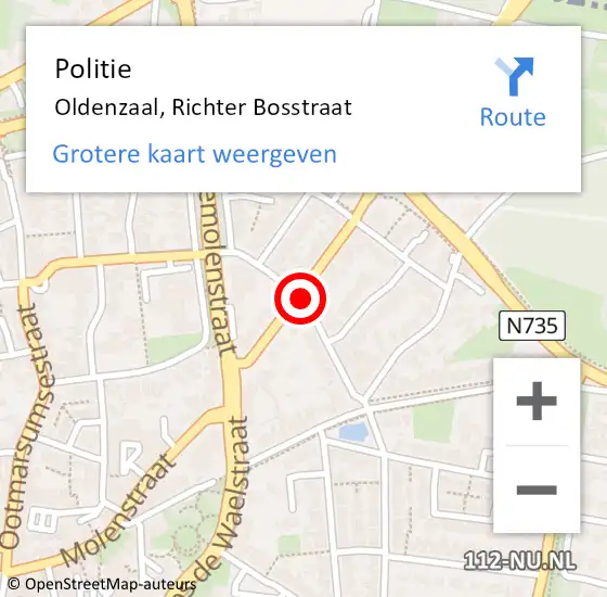 Locatie op kaart van de 112 melding: Politie Oldenzaal, Richter Bosstraat op 7 februari 2020 18:04