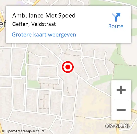Locatie op kaart van de 112 melding: Ambulance Met Spoed Naar Geffen, Veldstraat op 7 februari 2020 19:12
