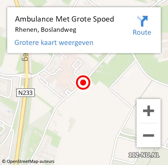 Locatie op kaart van de 112 melding: Ambulance Met Grote Spoed Naar Rhenen, Boslandweg op 7 februari 2020 19:53