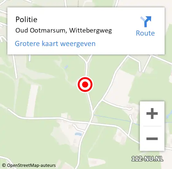 Locatie op kaart van de 112 melding: Politie Oud Ootmarsum, Wittebergweg op 7 februari 2020 21:52