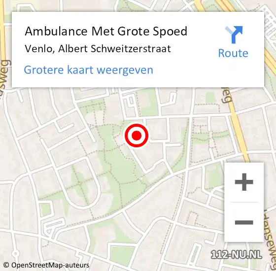 Locatie op kaart van de 112 melding: Ambulance Met Grote Spoed Naar Venlo, Albert Schweitzerstraat op 7 februari 2020 22:38