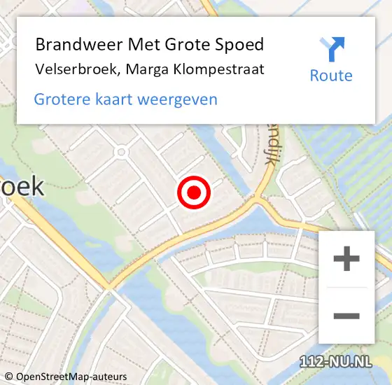 Locatie op kaart van de 112 melding: Brandweer Met Grote Spoed Naar Velserbroek, Marga Klompestraat op 7 februari 2020 23:16