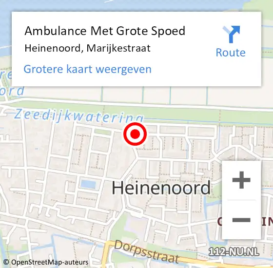 Locatie op kaart van de 112 melding: Ambulance Met Grote Spoed Naar Heinenoord, Marijkestraat op 8 februari 2020 00:41