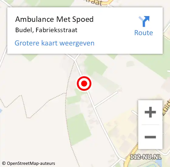 Locatie op kaart van de 112 melding: Ambulance Met Spoed Naar Budel, Fabrieksstraat op 8 februari 2020 00:44