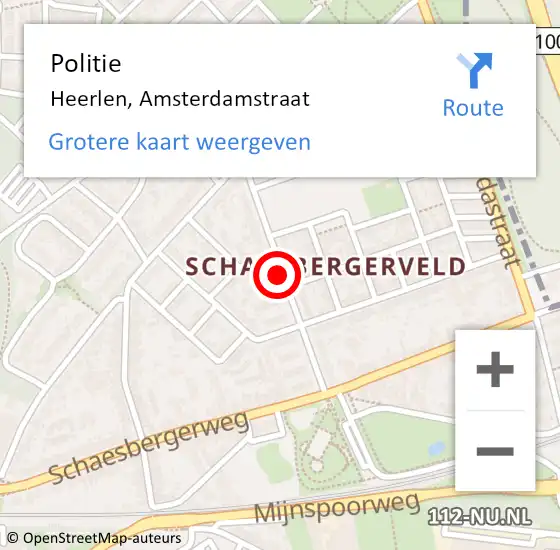 Locatie op kaart van de 112 melding: Politie Heerlen, Amsterdamstraat op 8 februari 2020 04:38