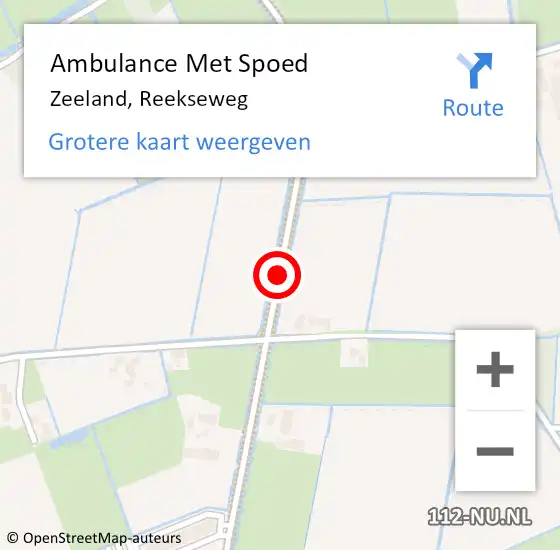 Locatie op kaart van de 112 melding: Ambulance Met Spoed Naar Zeeland, Reekseweg op 8 februari 2020 04:54