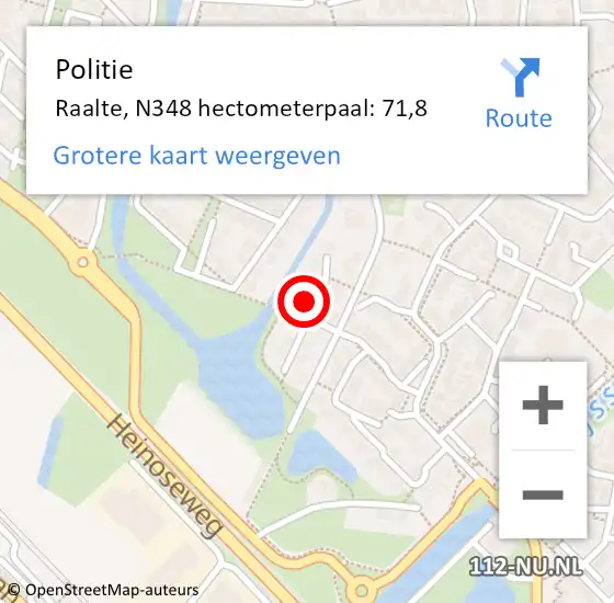 Locatie op kaart van de 112 melding: Politie Raalte, Heinoseweg op 8 februari 2020 05:04