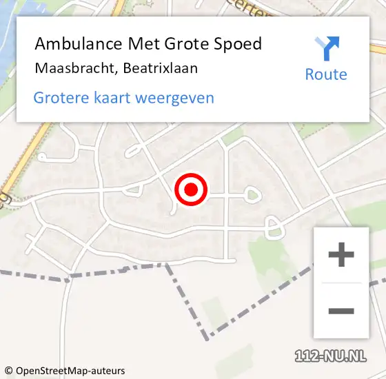 Locatie op kaart van de 112 melding: Ambulance Met Grote Spoed Naar Maasbracht, Beatrixlaan op 8 februari 2020 05:43