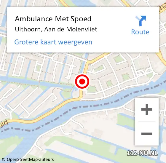 Locatie op kaart van de 112 melding: Ambulance Met Spoed Naar Uithoorn, Aan de Molenvliet op 8 februari 2020 06:12