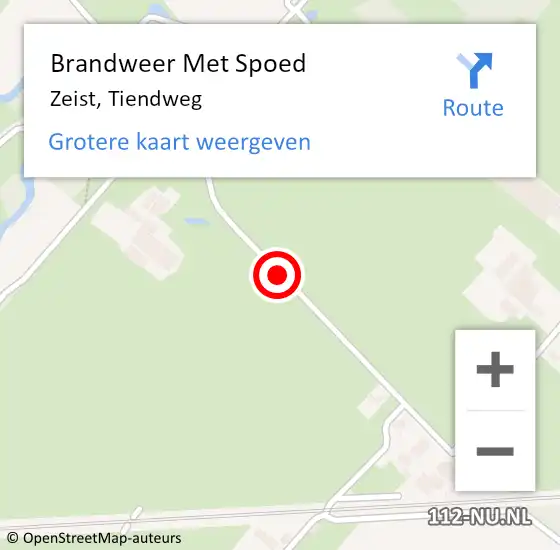 Locatie op kaart van de 112 melding: Brandweer Met Spoed Naar Zeist, Tiendweg op 8 februari 2020 08:40