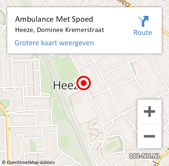 Locatie op kaart van de 112 melding: Ambulance Met Spoed Naar Heeze, Dominee Kremerstraat op 8 februari 2020 08:44
