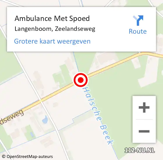 Locatie op kaart van de 112 melding: Ambulance Met Spoed Naar Langenboom, Zeelandseweg op 8 februari 2020 08:59
