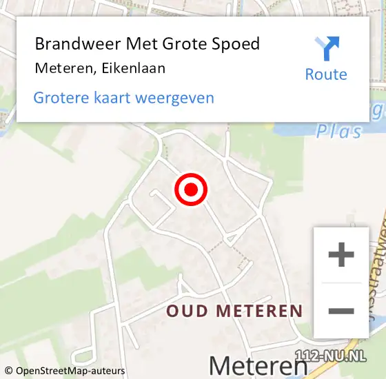 Locatie op kaart van de 112 melding: Brandweer Met Grote Spoed Naar Meteren, Eikenlaan op 8 februari 2020 09:52