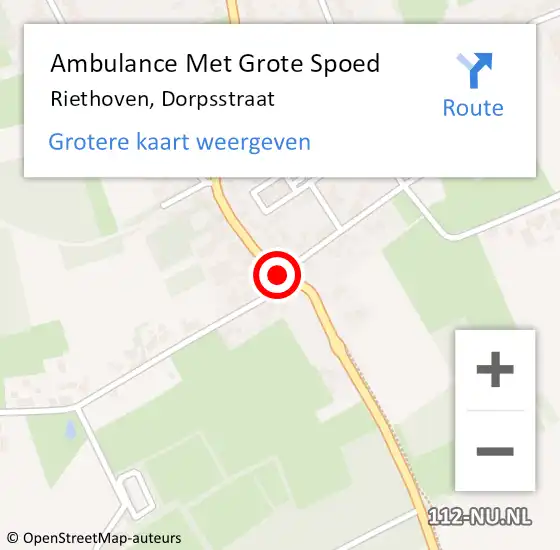 Locatie op kaart van de 112 melding: Ambulance Met Grote Spoed Naar Riethoven, Dorpsstraat op 8 februari 2020 10:05