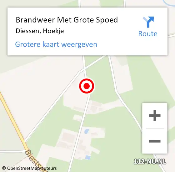 Locatie op kaart van de 112 melding: Brandweer Met Grote Spoed Naar Diessen, Hoekje op 8 februari 2020 10:45