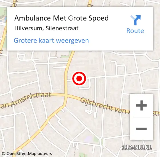 Locatie op kaart van de 112 melding: Ambulance Met Grote Spoed Naar Hilversum, Silenestraat op 27 april 2014 20:21